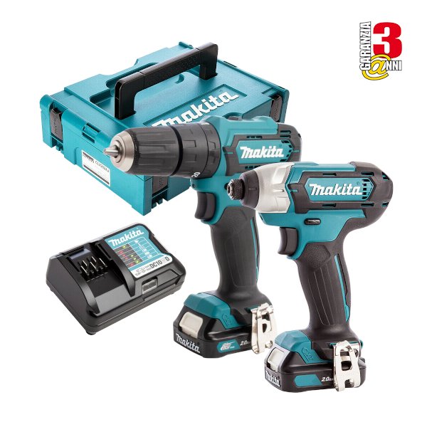 makita clx228aj makpac 12v avvitatore td110d trapano percussore hp333 caricabatteria valigetta