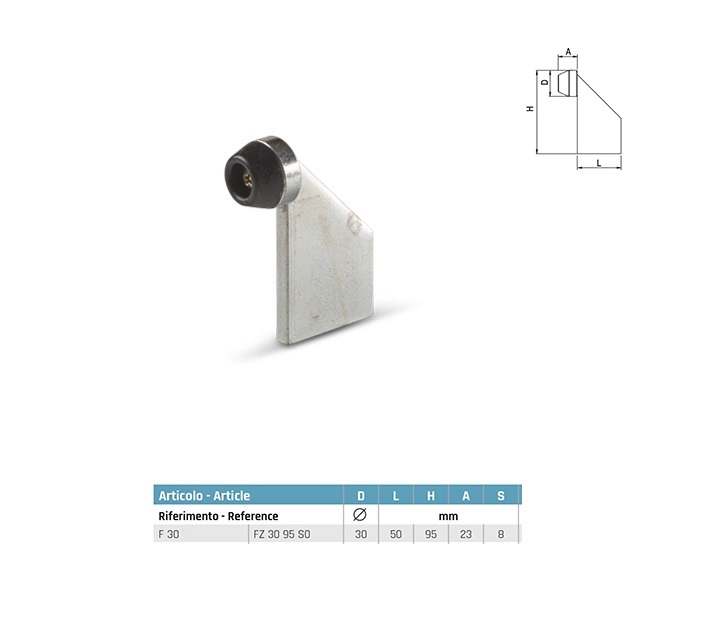 Fermo fine corsa F30 a saldare per cancello scorrevole finitura tropicalizzato