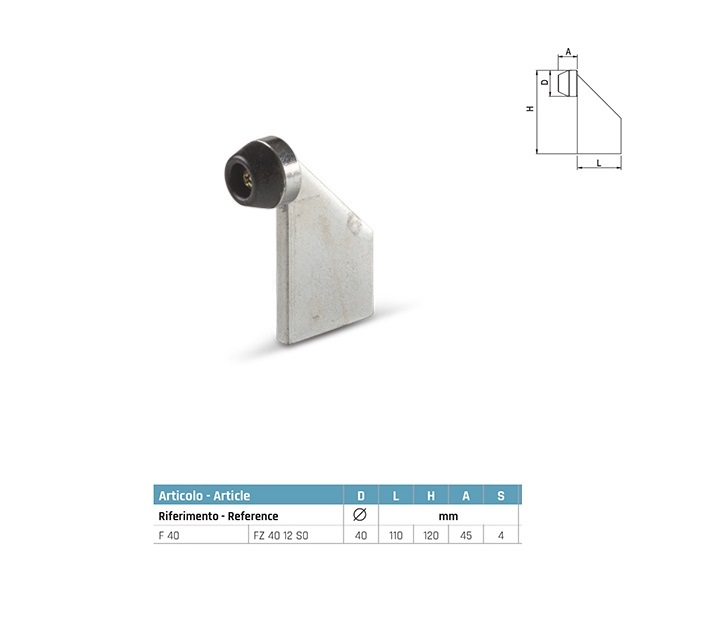 Fermo fine corsa F40 a saldare per cancello scorrevole finitura tropicalizzato