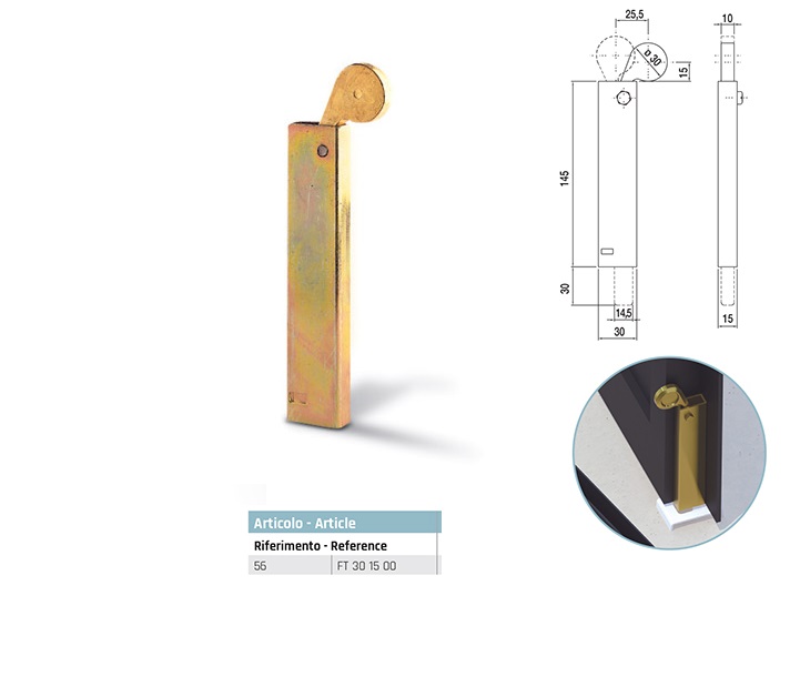 Paletto di bloccaggio art. 56 ad ante motorizzati