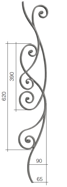 Pannello in ferro battuto GD158/2 con volute dimensione 16 cm x 100 cm