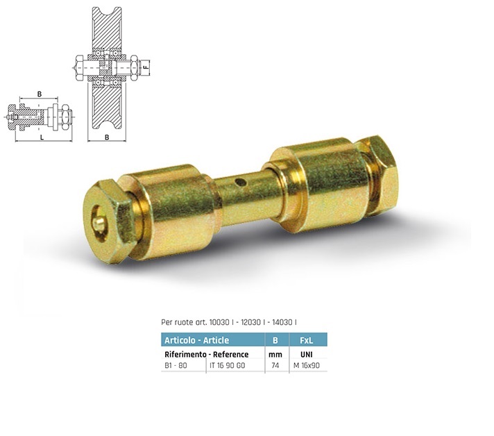 Perno ingrassatore B1-80 per ruote per cancelli scorrevoli serie 10030I, 12030I, 14030I0 I