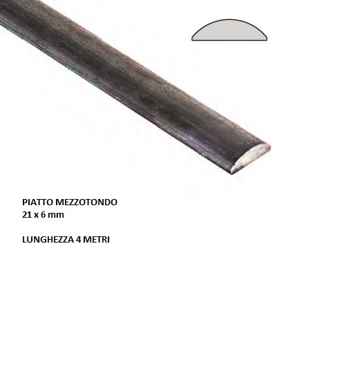 Corrimano mezzotondo 158/8 in piatto 21×6 mm lunghezza 4 metri