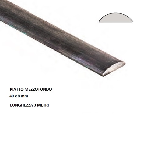 Corrimano mezzotondo 158/12/C in piatto 40×8 mm lunghezza 3 metri