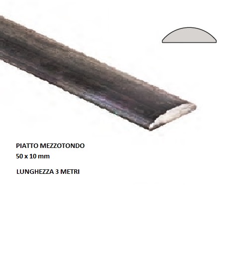 Corrimano mezzotondo 810/A/5 in piatto 50×10 mm lunghezza 3 metri