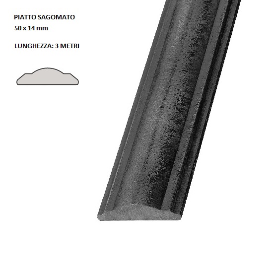 Corrimano sagomato 114/A/3 in ferro battuto 50×14 mm lunghezza 3 metri