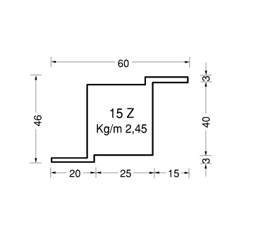 Profilo serramenta zincato 15Z spessore 1,5 mm