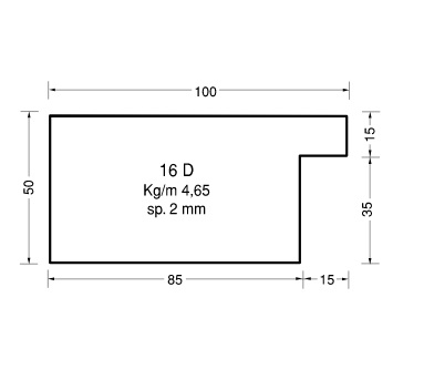 Profilo serramenta zincato 16D spessore 2 mm